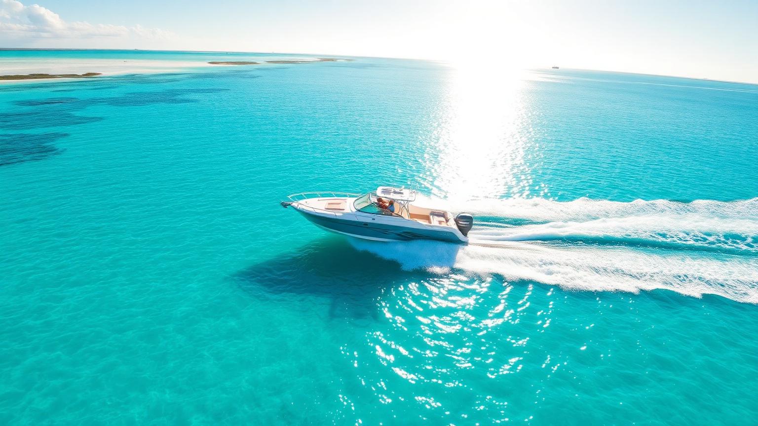 Sundeck 215 Open bowrider on turquoise water