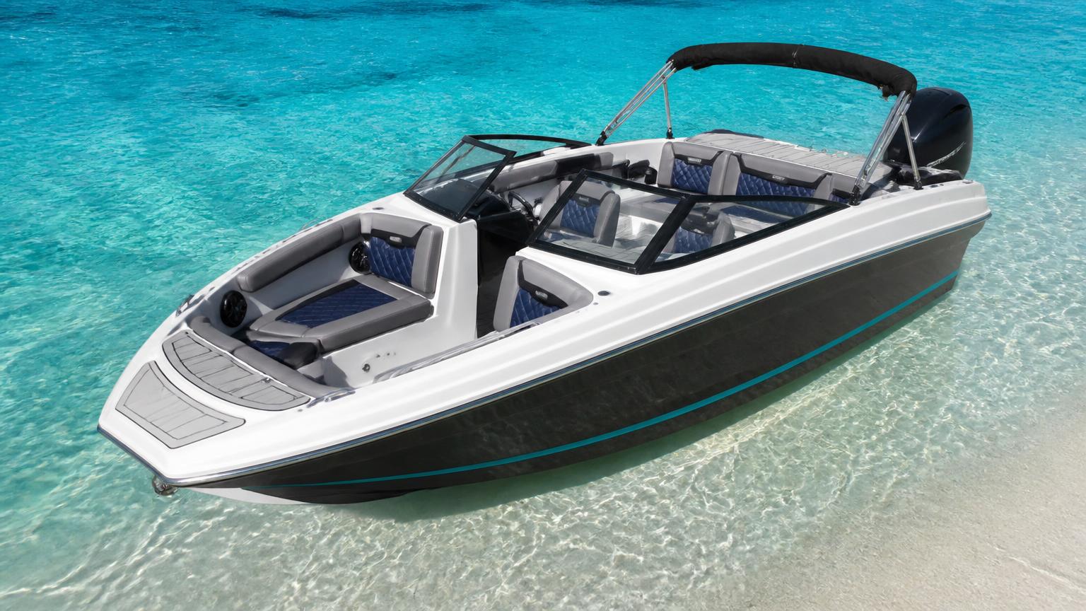 Bayliner DX2000 deck-style Bowrider Amazing Photo by www.BOWRIDER-BOATS.com — Bayliner DX2000 deck-style bowrider on turquoise water. Images Created by www.Bowrider-Boats.com