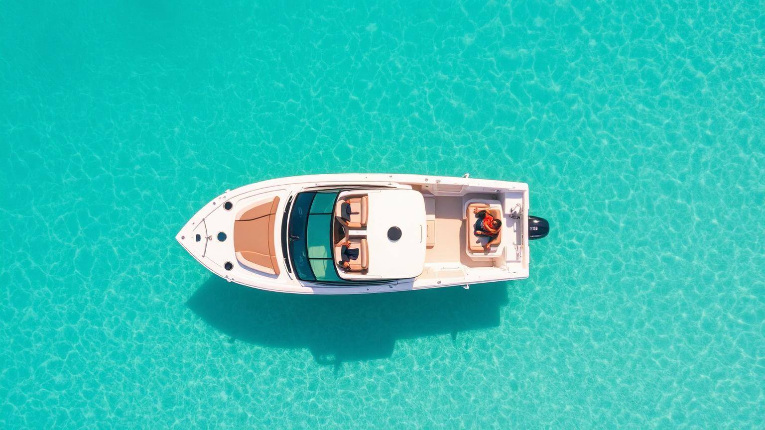 Bowrider Boat Amazing Photo by www.BOWRIDER-BOATS.com — Bowrider boat cutting a white wake across turquoise Bahamas water. Images Created by www.Bowrider-Boats.com