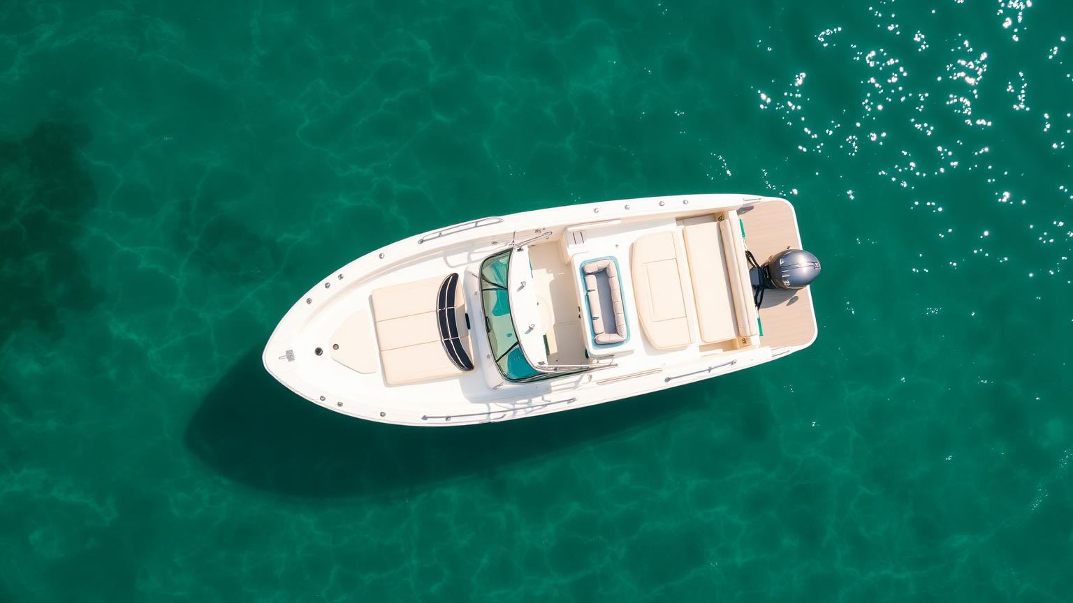 Sea Ray SDX 250 deck-style Bowrider Amazing Photo by www.BOWRIDER-BOATS.com — Sea Ray SDX 250 deck-style bowrider on flat blue water. Images Created by www.Bowrider-Boats.com
